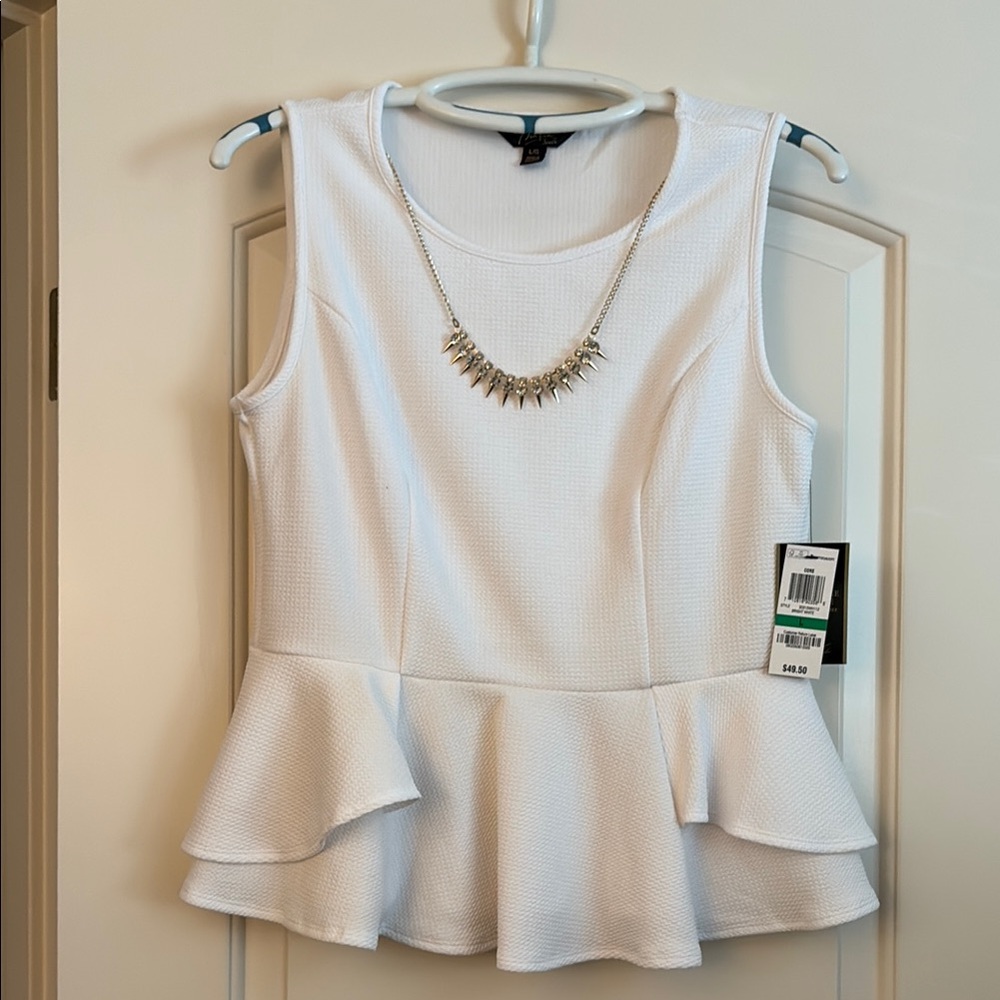 Thalia Sodi White Peplum Tank Top